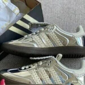 💙💖Women's Adidas Samba x Wales Bonner Low Silver Metallic Sneakers